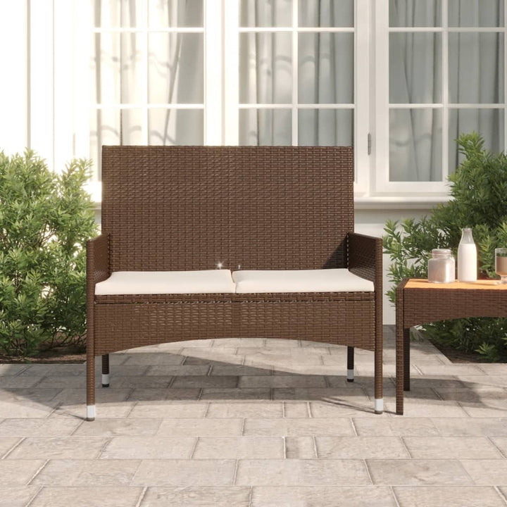 Gartenbank 2-Sitzer Mit Kissen Poly Rattan