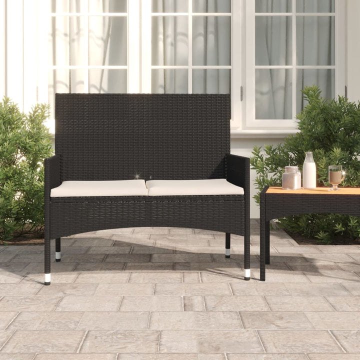 Gartenbank 2-Sitzer Mit Kissen Poly Rattan