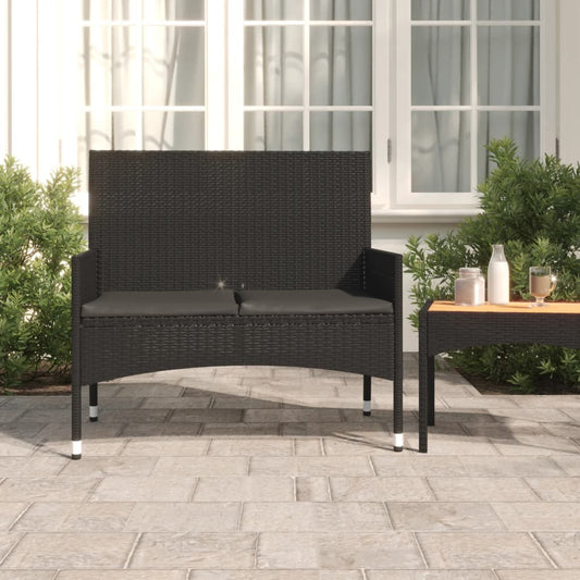 Gartenbank 2-Sitzer Mit Kissen Poly Rattan