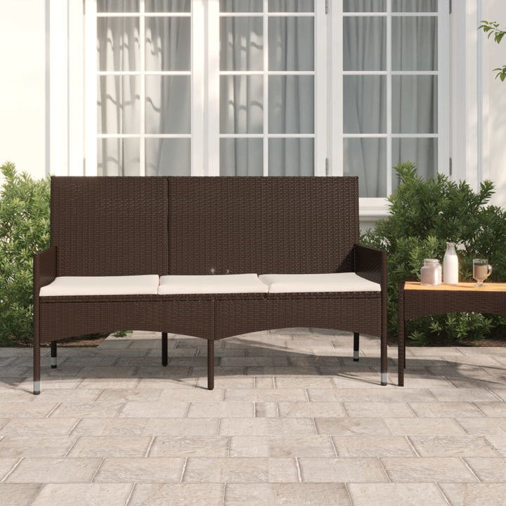 Gartenbank 3-Sitzer Mit Kissen Poly Rattan