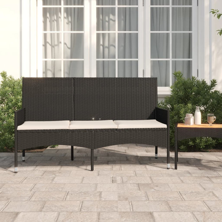 Gartenbank 3-Sitzer Mit Kissen Poly Rattan