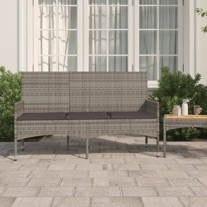 Gartenbank 3-Sitzer Mit Kissen Poly Rattan