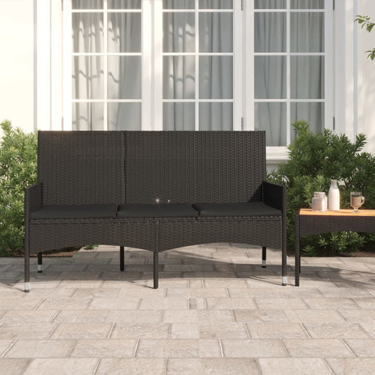 Gartenbank 3-Sitzer Mit Kissen Poly Rattan