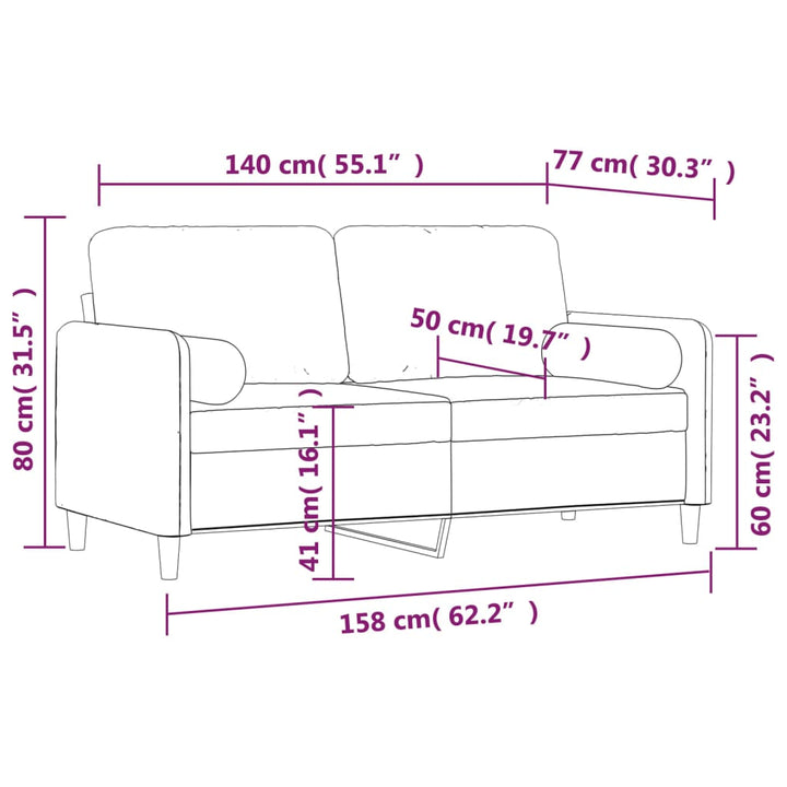 2-Sitzer-Sofa Mit Kissen 140 Cm Samt