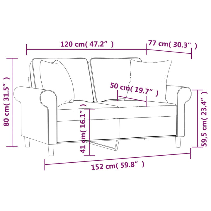 2-Sitzer-Sofa Mit Kissen 120 Cm Stoff