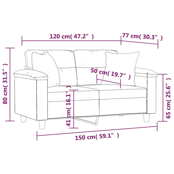 2-Sitzer-Sofa Mit Kissen 120 Cm Mikrofasergewebe