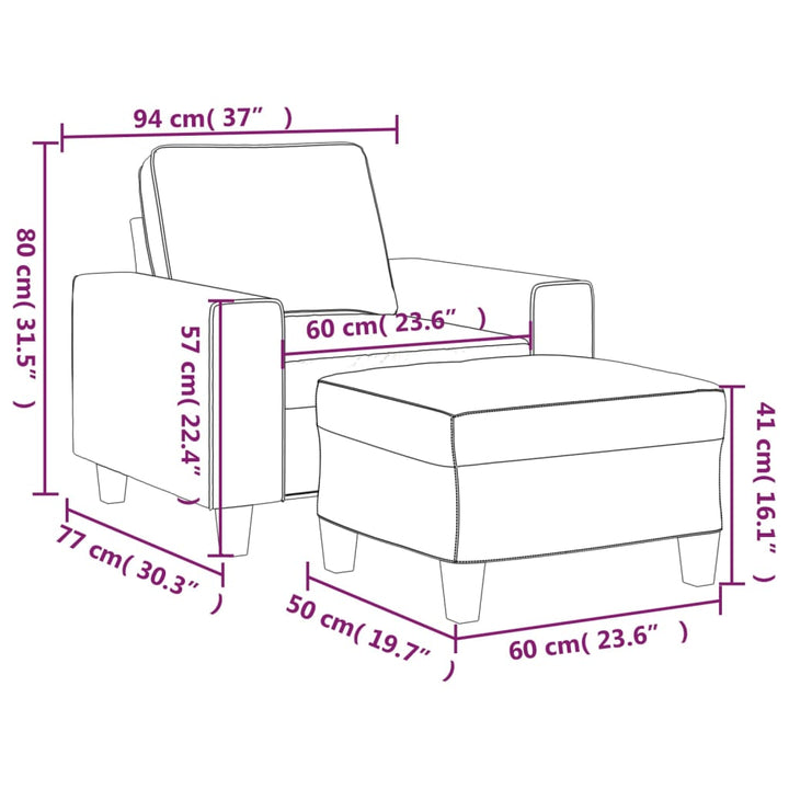 Sessel Mit Hocker 60 Cm Mikrofasergewebe