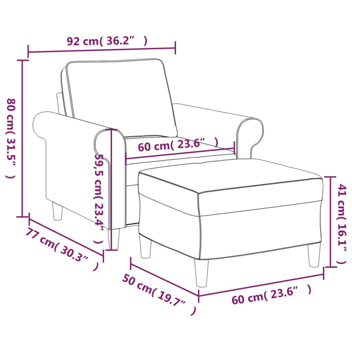 Sessel Mit Hocker 60 Cm Stoff