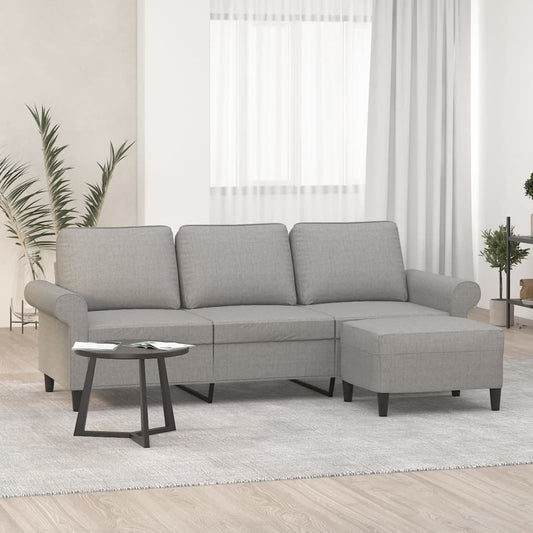 3-Sitzer-Sofa Mit Hocker 180 Cm Stoff