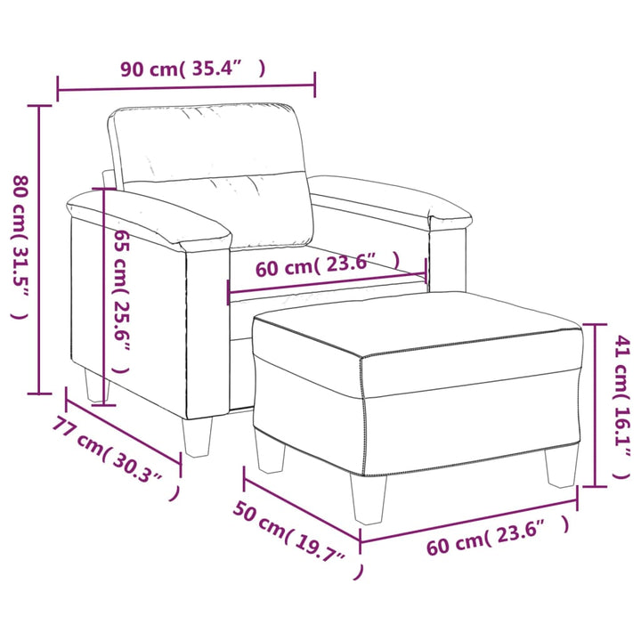 Sessel Mit Hocker 60 Cm Mikrofasergewebe