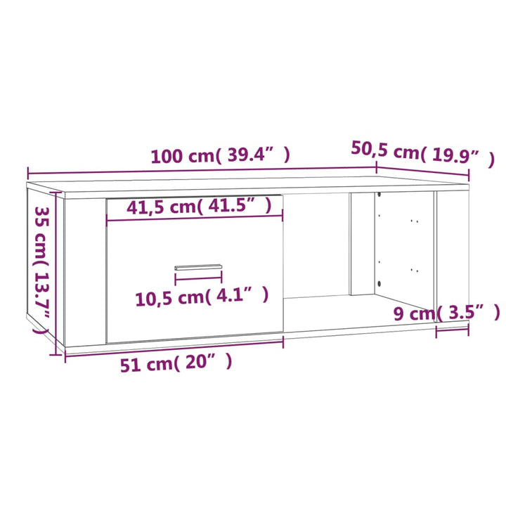 Couchtisch Sonoma-Eiche 100X50,5X35 Cm Holzwerkstoff