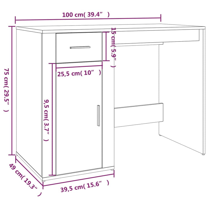 Schreibtisch 100X49X75 Cm Holzwerkstoff