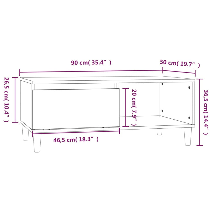 Couchtisch 90X50X36,5 Cm Holzwerkstoff