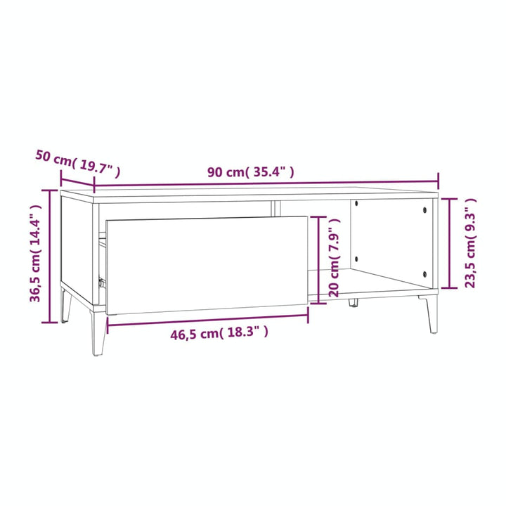 Couchtisch 90X50X36,5 Cm Holzwerkstoff