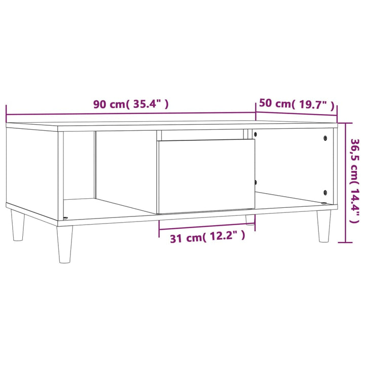 Couchtisch 90X50X36,5 Cm Holzwerkstoff