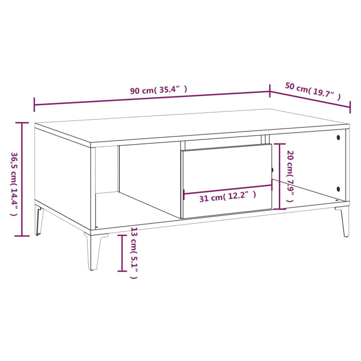 Couchtisch 90X50X36,5 Cm Holzwerkstoff