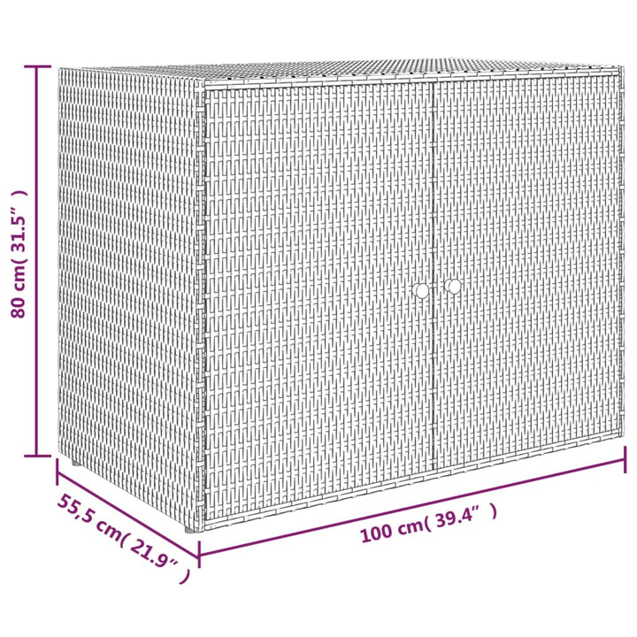 Gartenschrank 100X55,5X80 Cm Poly Rattan