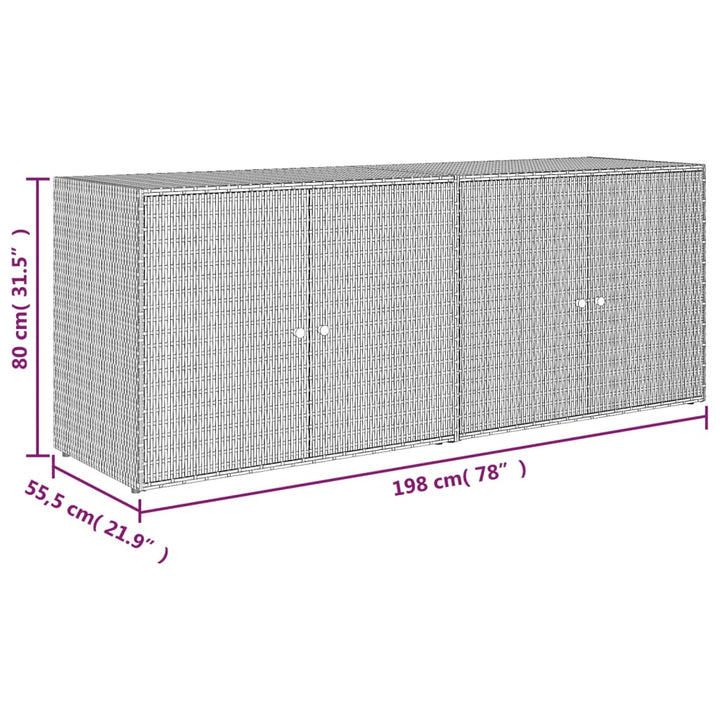 Gartenschrank 198X55,5X80 Cm Poly Rattan