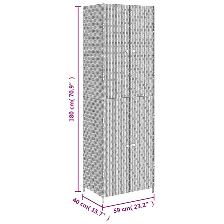 Gartenschrank 59X40X180 Cm Poly Rattan