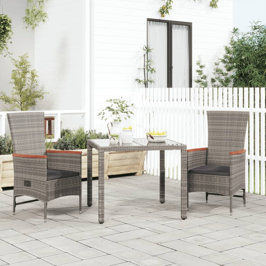 Garten-Liegestühle Mit Kissen 2 Stk. Grau Poly Rattan