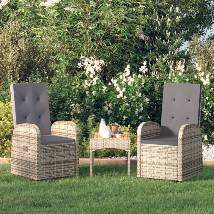 Garten-Liegestühle Mit Kissen 2 Stk. Grau Poly Rattan