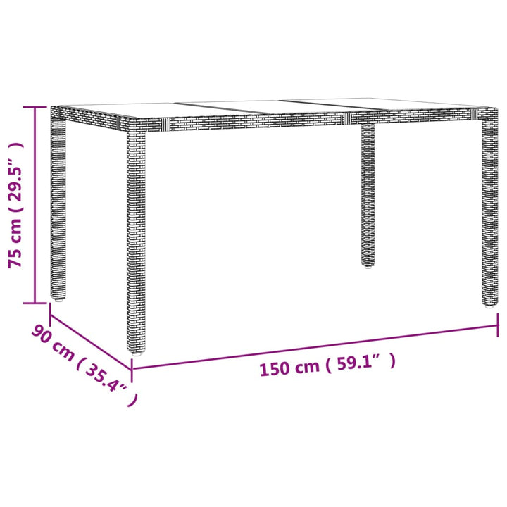 Gartentisch Mit Platte Poly Rattan & Hart Beige