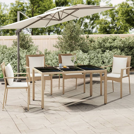 Gartentisch Mit Platte Poly Rattan & Hart Beige