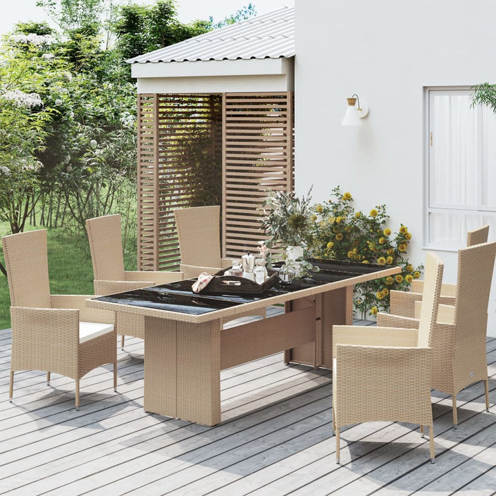 Gartentisch Mit Platte Poly Rattan & Hart Beige