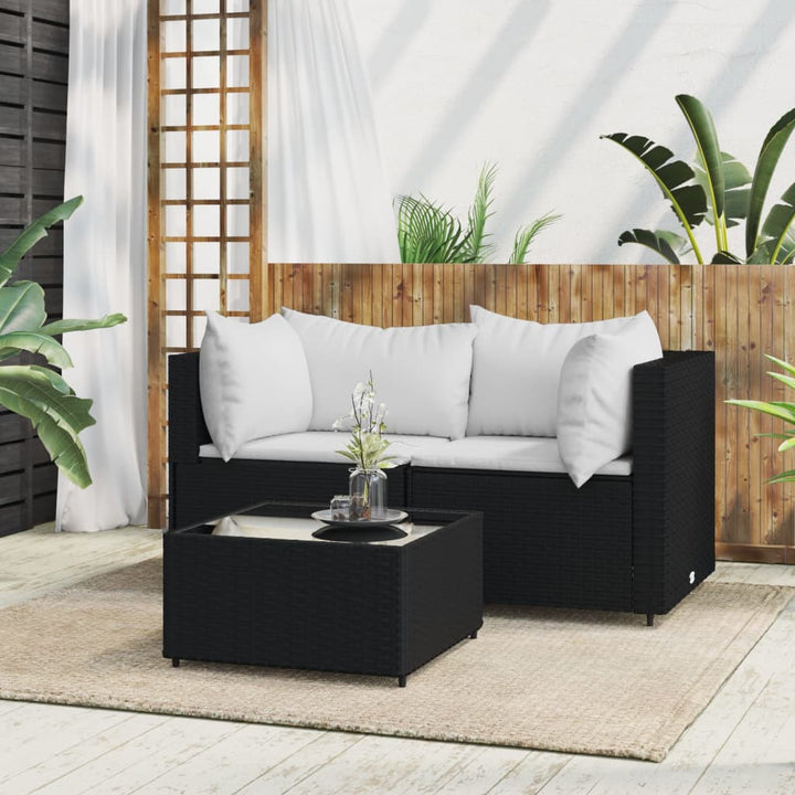 Garten-Ecksofas Mit Kissen 2 Stk. Schwarz Poly Rattan