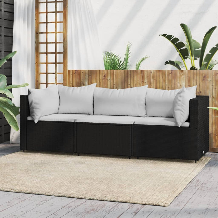 Garten-Ecksofas Mit Kissen 2 Stk. Schwarz Poly Rattan