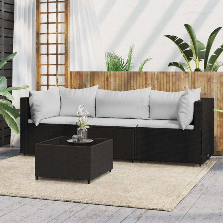 Garten-Ecksofas Mit Kissen 2 Stk. Schwarz Poly Rattan