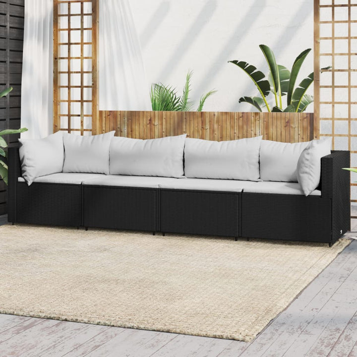 Garten-Ecksofas Mit Kissen 2 Stk. Schwarz Poly Rattan