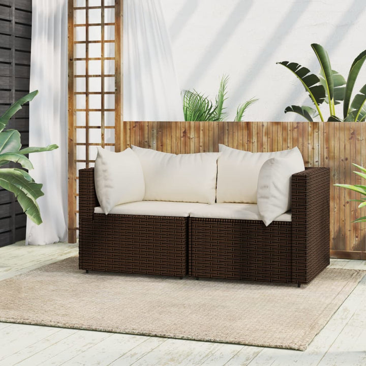 Garten-Ecksofas Mit Kissen 2 Stk. Schwarz Poly Rattan