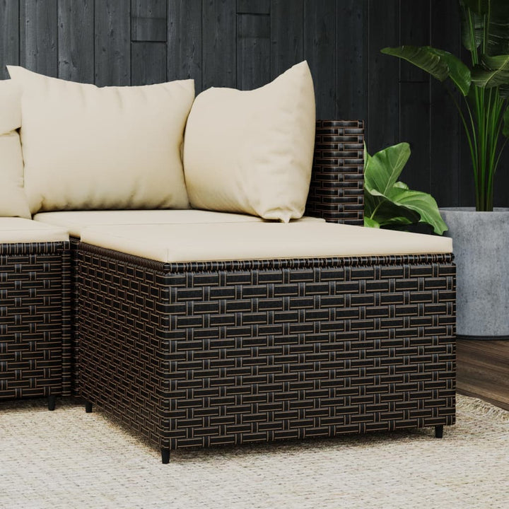 Gartenhocker Mit Kissen Schwarz Poly Rattan