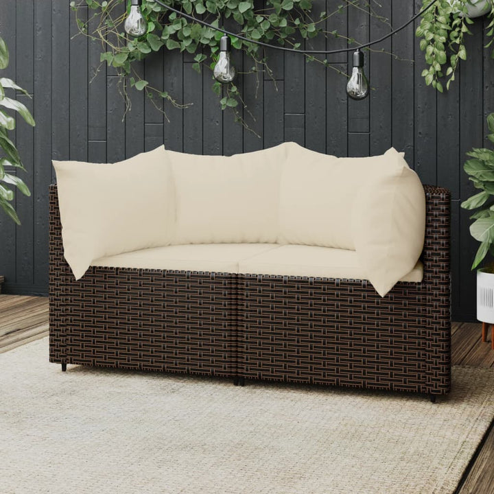 Garten-Ecksofas Mit Kissen 2 Stk. Schwarz Poly Rattan