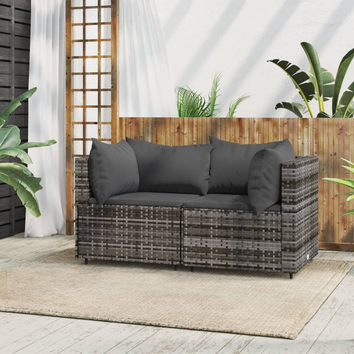 Garten-Ecksofas Mit Kissen 2 Stk. Schwarz Poly Rattan