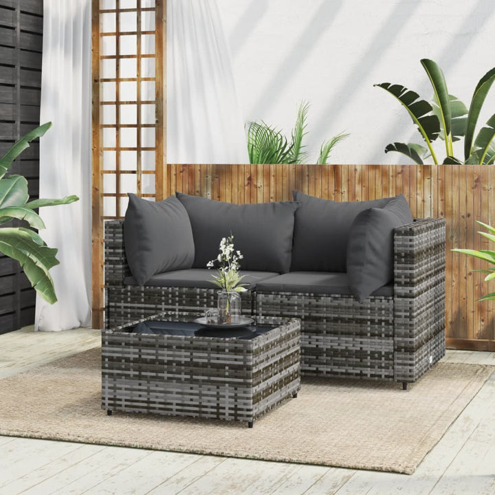 Garten-Ecksofas Mit Kissen 2 Stk. Schwarz Poly Rattan