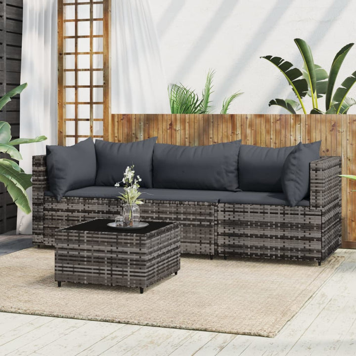 Garten-Ecksofas Mit Kissen 2 Stk. Schwarz Poly Rattan