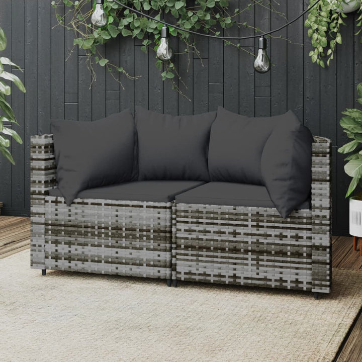 Garten-Ecksofas Mit Kissen 2 Stk. Schwarz Poly Rattan