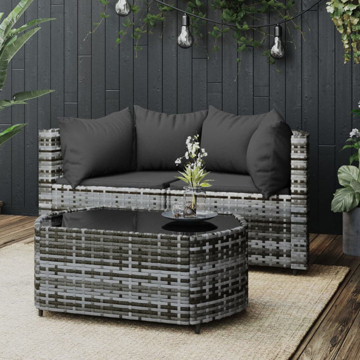 Garten-Ecksofas Mit Kissen 2 Stk. Schwarz Poly Rattan