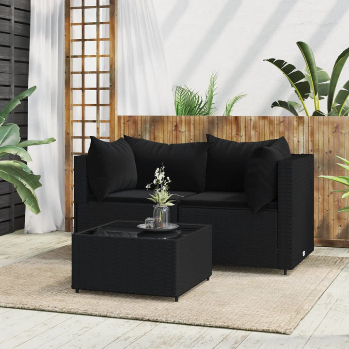 Garten-Ecksofas Mit Kissen 2 Stk. Schwarz Poly Rattan