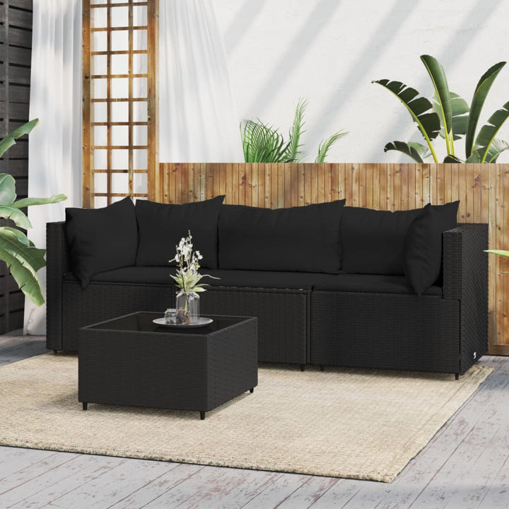 Garten-Ecksofas Mit Kissen 2 Stk. Schwarz Poly Rattan