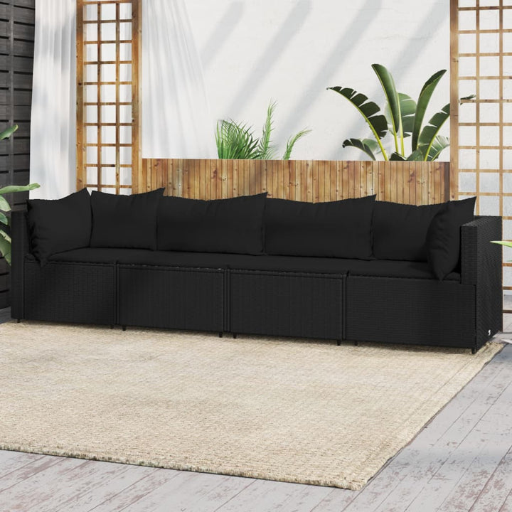 Garten-Ecksofas Mit Kissen 2 Stk. Schwarz Poly Rattan