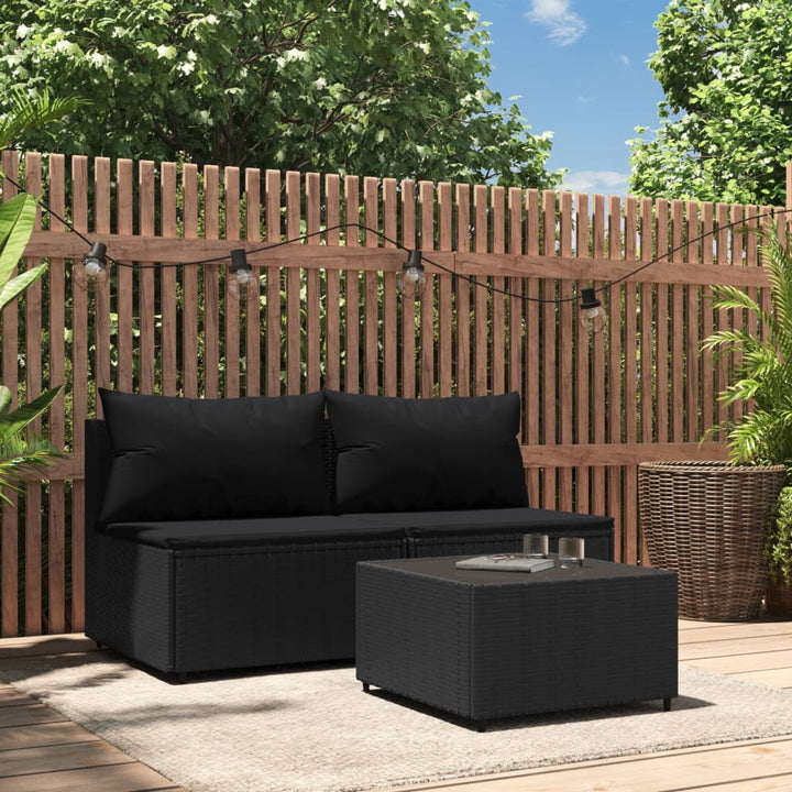 3-Tlg. Garten-Lounge-Set Mit Kissen Poly Rattan