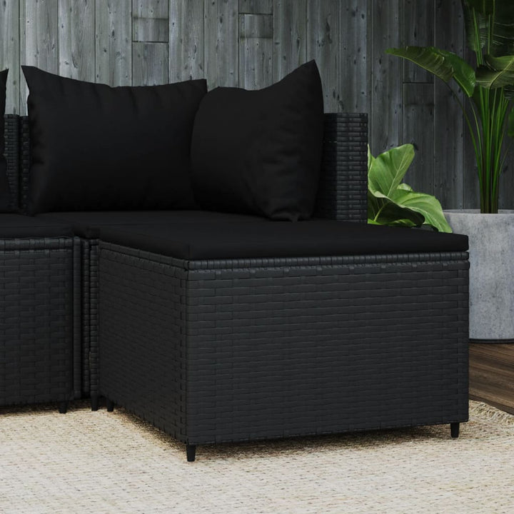 Gartenhocker Mit Kissen Schwarz Poly Rattan