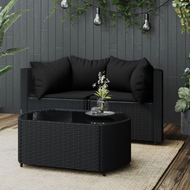 Garten-Ecksofas Mit Kissen 2 Stk. Schwarz Poly Rattan