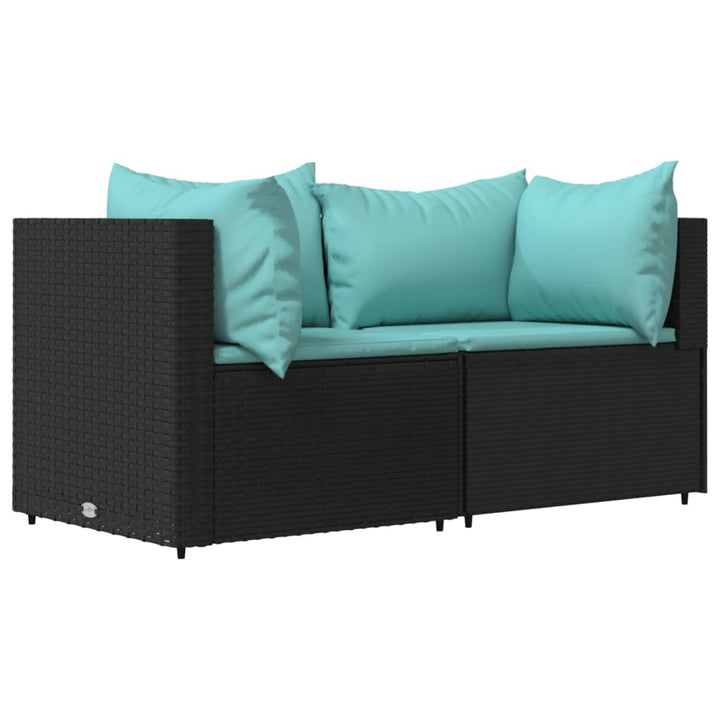 Garten-Ecksofas Mit Kissen 2 Stk. Schwarz Poly Rattan