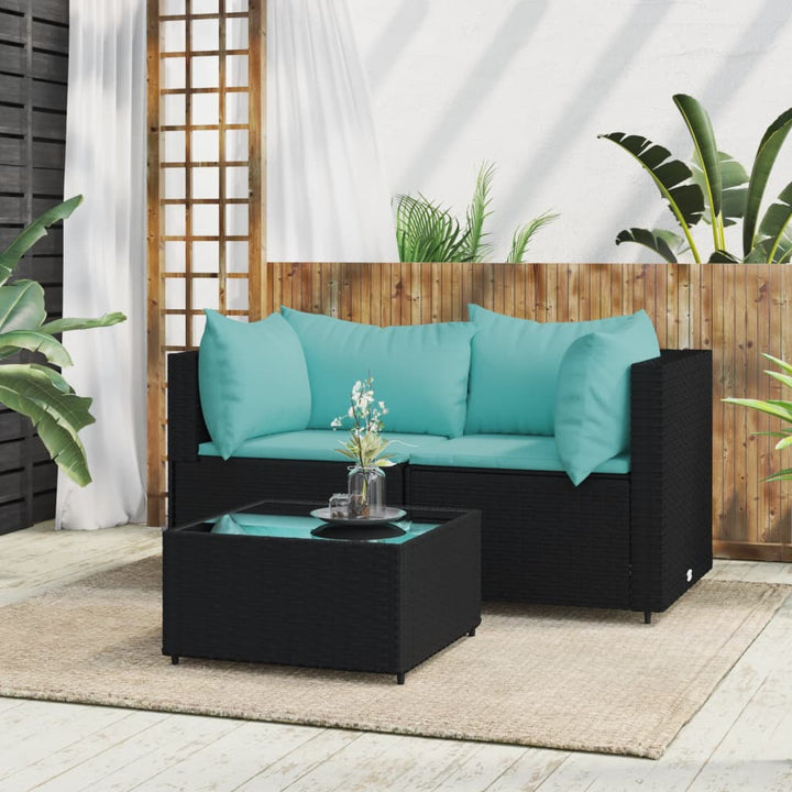 Garten-Ecksofas Mit Kissen 2 Stk. Schwarz Poly Rattan