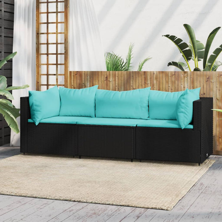 Garten-Ecksofas Mit Kissen 2 Stk. Schwarz Poly Rattan