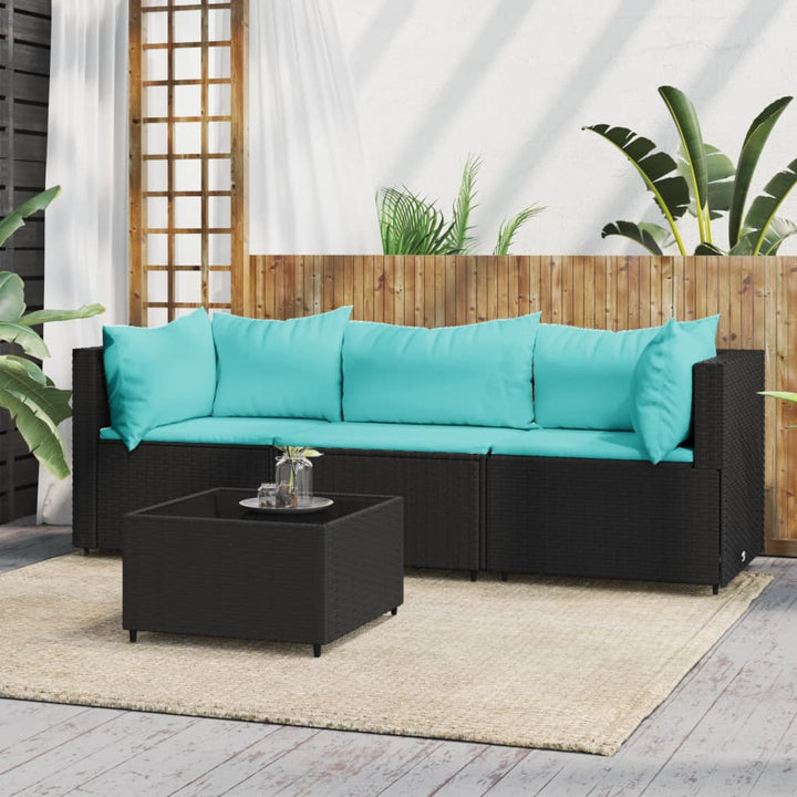 Garten-Ecksofas Mit Kissen 2 Stk. Schwarz Poly Rattan